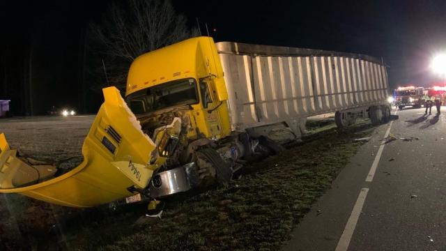 At least one person hospitalized in crash involving 18-wheeler near Johnston-Sampson County line