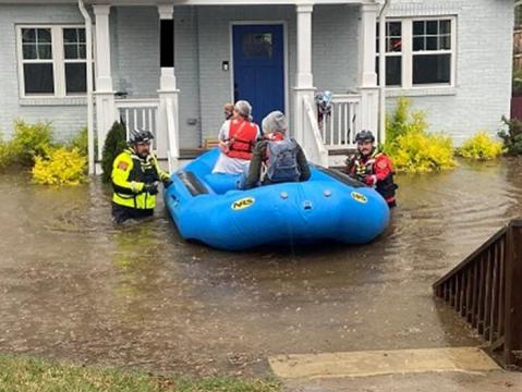 Man and woman rescued after rising water surrounded their family home in Durham