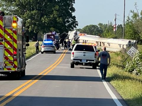 Overturned fuel tanker causes road closure in Johnston County 