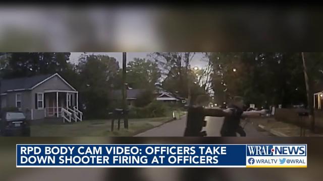 Raleigh police body cam video: Officers take down shooter firing at officers