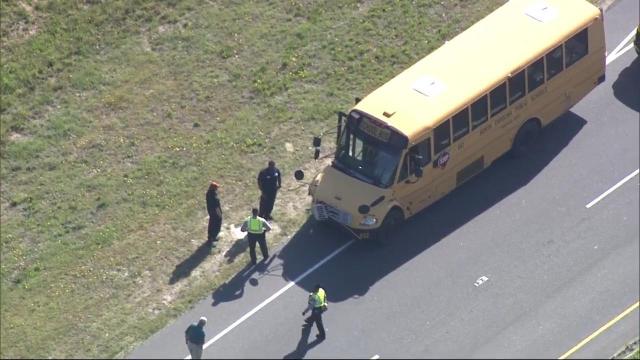 Sky 5 flies over school bus crash in Cumberland County