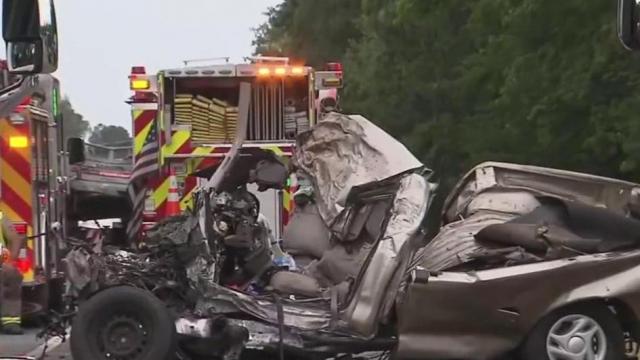 Two dead in multiple vehicle collision in Johnston County on I-95