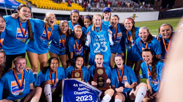 State Championship MVP Ally Casey scored twice as Ardrey Kell defeated Ashley 3-2 to win the 2023 NCHSAA 4A Girls Soccer State Championship at the University of North Carolina Greensboro on Friday June 2, 2023 (Photo: Evan Moesta/HighSchoolOT)