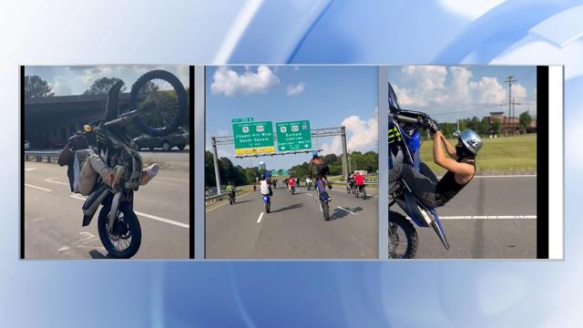 The video was taken Sunday afternoon of several dozen riders driving recklessly through Chapel Hill and Durham.