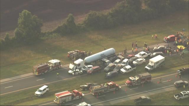 I-795 closed near Wilson, Wayne counties after massive pile up