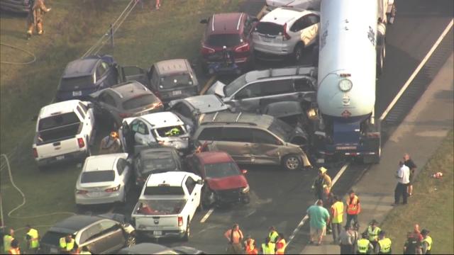 Traffic accident shuts down I-795 southbound near border of Wilson and Wayne counties