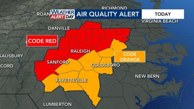 Code Red air quality alert in effect for Triangle; afternoon rain may improve air quality