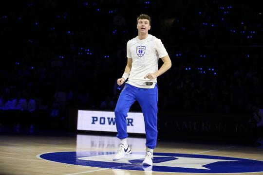Duke’s TJ Power during Countdown to Craziness on Friday, October 20, 2023 at Cameron Indoor Stadium in Durham, NC.  (Photo by Jack Morton)