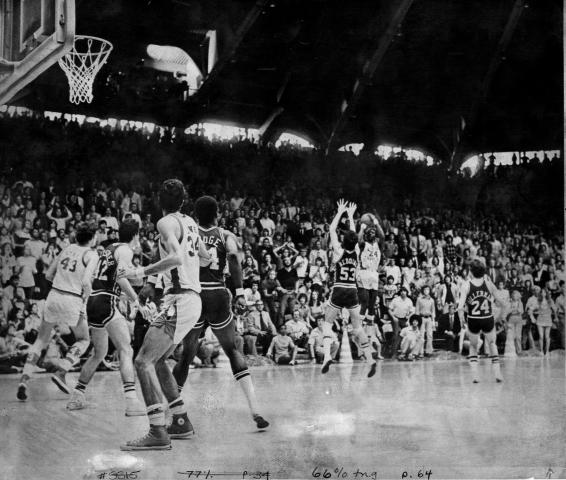 Former North Carolina basketball star Walter Davis made a 25-foot shot at the buzzer against Duke in 1974 to cap an eight-point comeback in the final 17 seconds. The shot forced overtime, and UNC won. (Photo courtesy: UNC)