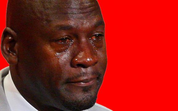 A photo taken of the tear-stained Michael Jordan during his 2009 Hall of Fame acceptance speech gained life as a form of mockery online.