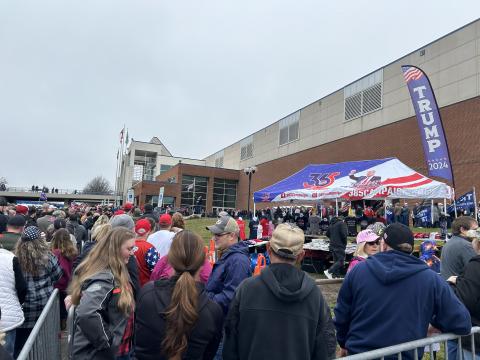 Hundreds waited to hear from former President Trump  in Greensboro, days ahead of North Carolina's 2024 primary election.