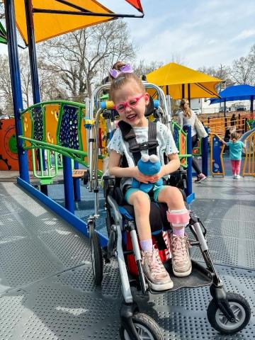 Stephanie Kung's daughter enjoying the new Holding Park Inclusive Playground