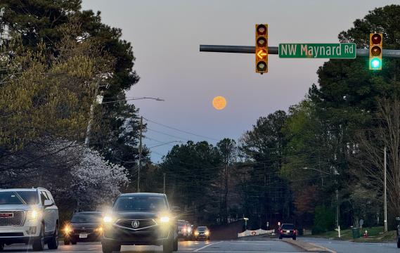full moon over Cary