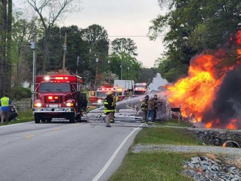 Fiery crash in Johnston County: Car crossed centerline, hitting diesel and gasoline truck head-on 