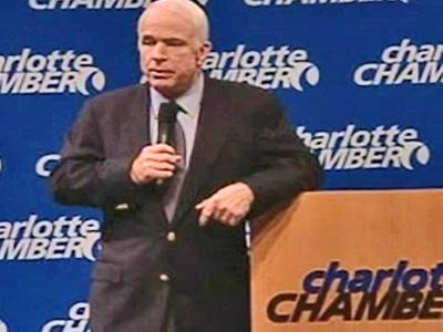 McCain speaks in Charlotte on day before the primary