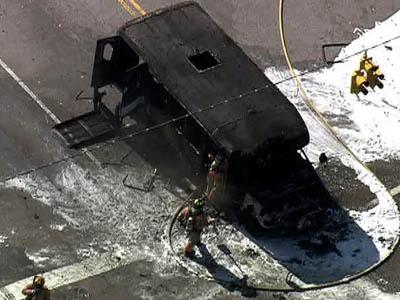 Sky 5 video of Cary Transit bus fire