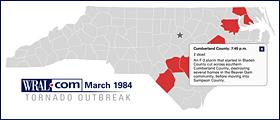 March 1984 tornado outbreak map