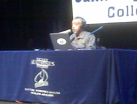 Rev. Al Sharpton did his national radio broadcast from St. Augustine's College in Raleigh Friday.