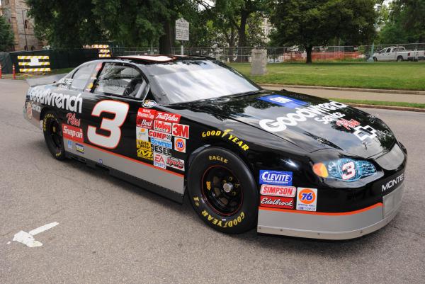 A #3 car driven by Dale Earnhardt Sr., a legendary figure in NASCAR history, is on exhibit at the N.C. Museum of History.
