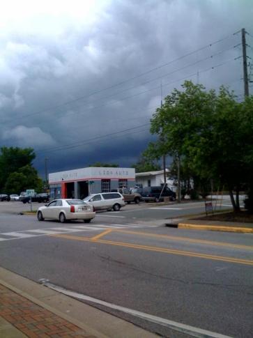 Dark clouds rolled in over downtown Apex Friday afternoon.