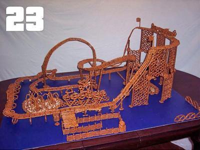 Bradley Pehr, 13, of Cary, created this pretzel coaster. He will compete in the final building competition at Busch Gardens on July 16.