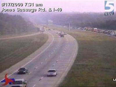 Vehicle fire reported on I-40 near Jones Sausage Road