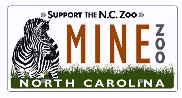 Specialty license plate for the North Carolina Zoo