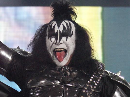 Gene Simmons shows off his legendary tongue.