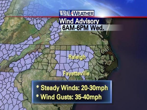 Wind advisory for Wednesday