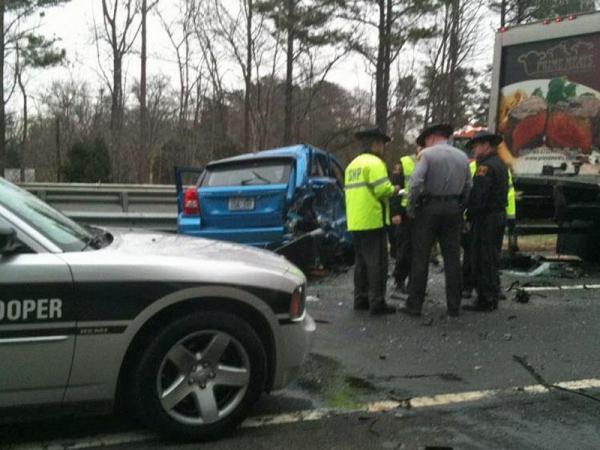 State troopers were on the scene of a single-car wreck that closed lanes of Interstate 85 Friday.