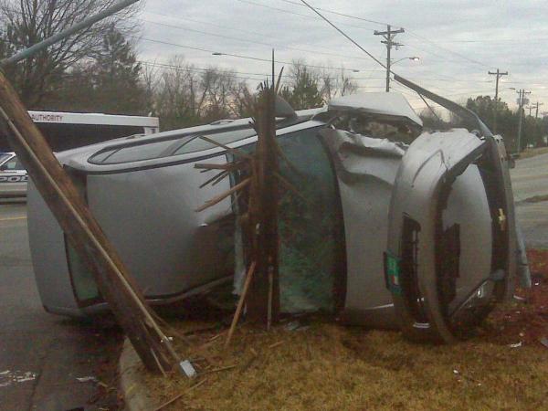 State-owned car crashes into Durham power pole