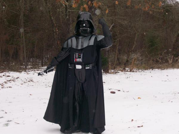 Darth Vader braves the icy weather 