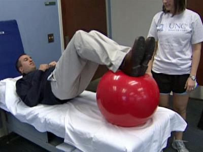 Hospital worker benefits from physical therapy