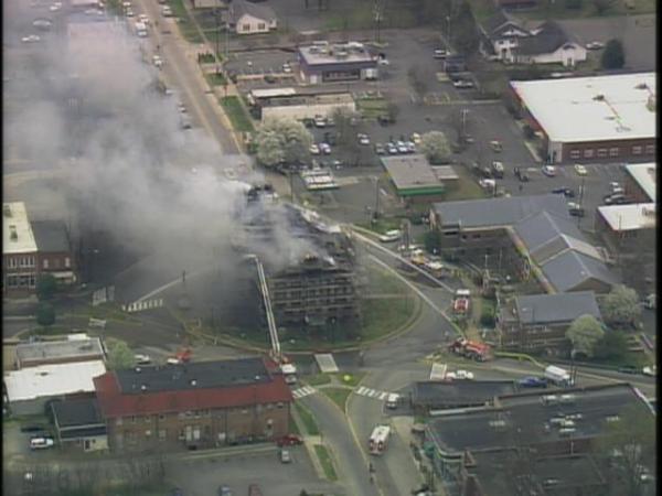 Sky 5 hovers over Chatham County courthouse fire