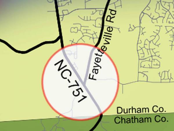 Locator map for 751 South project in Durham County