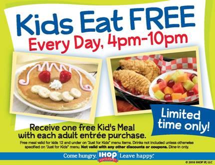 Kids eat free at IHOP in August!