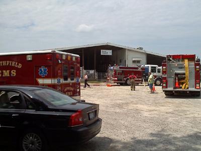 Fire breaks out during live stock auction in Smithfield