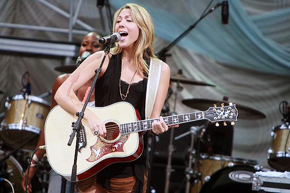 Colbie Caillat opened for Sheryl Crow at Cary's Koka Booth Amphitheatre at Regency Park on Sunday evening, August 15, 2010. (Photo by Jack Morton).
