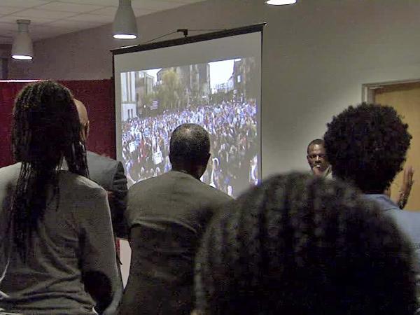 Students watch Obama speech via satellite