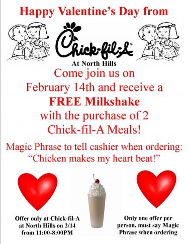 Chick-fil-A Valentine's Day at North Hills in Raleigh
