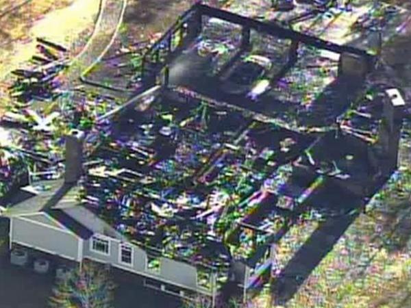 Orange County house fire aerial view
