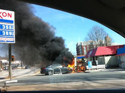 Raw video: Raleigh gas station burns