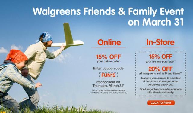 Walgreens Friends and Family Event