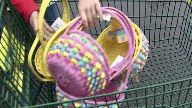 Easter baskets filled with candy from Sanford store