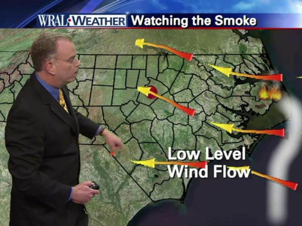 Low-level winds carry wildfire smoke west