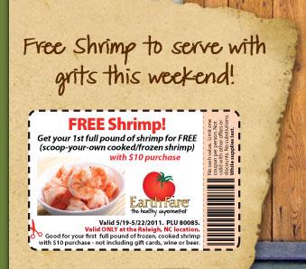 Earth Fare free shrimp!